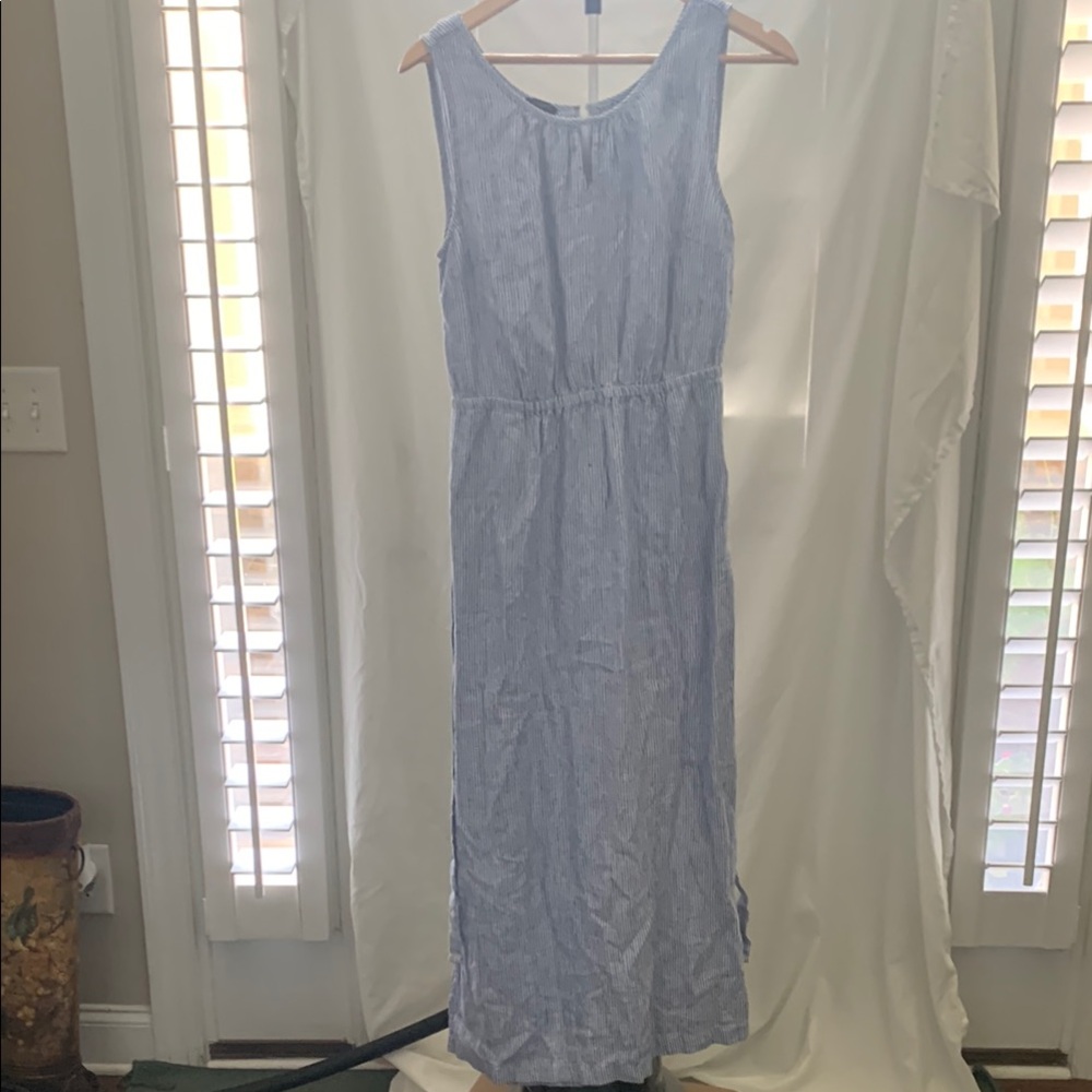 Talbots Blue and White Sleeveless Maxi Sundress